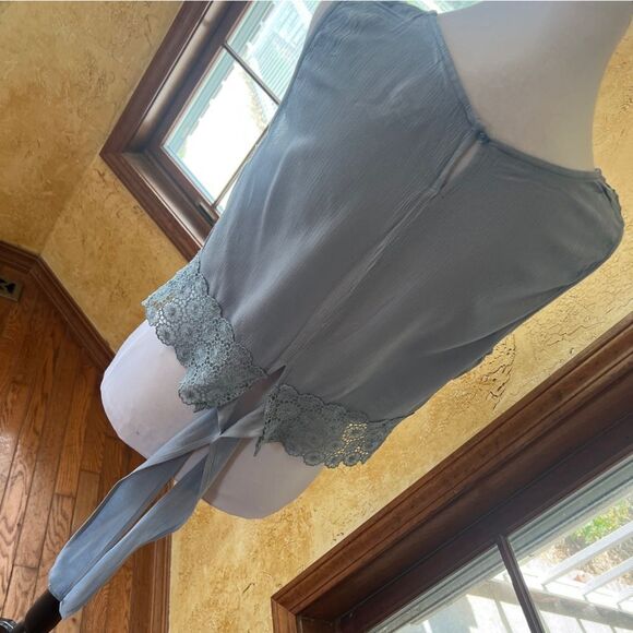 Self Esteem sage Green crochet Trimmed Top w/ cute bow behind women's XL - Picture 7 of 11